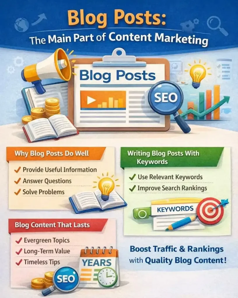 Blog posts are the main part of high-performing content in digital marketing
